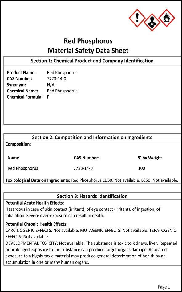 MSDS Page 1